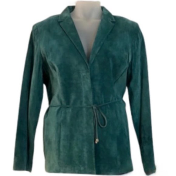 Alfani Jackets & Blazers - Alfani Teal Genuine Suede Leather Jacket Blazer